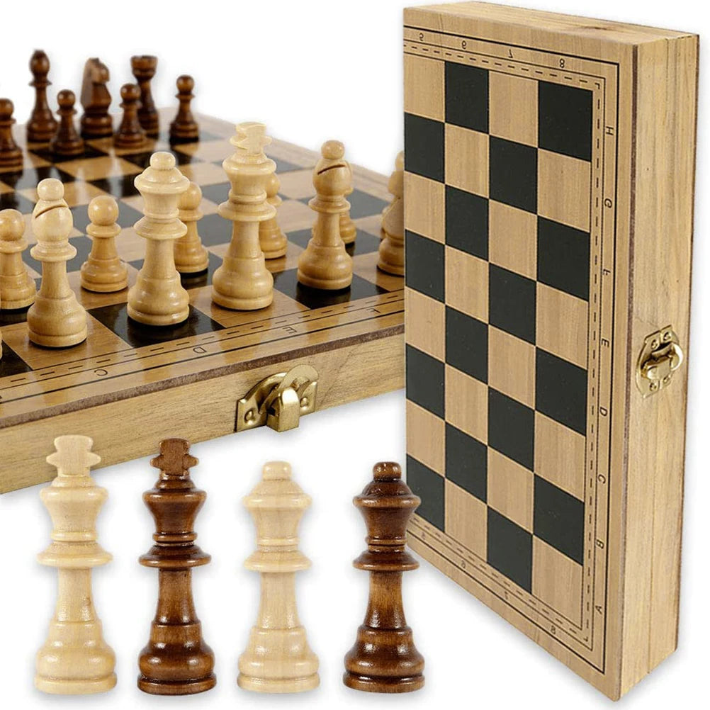 Wooden chess game board foldable travel for family gift children and adults - 30