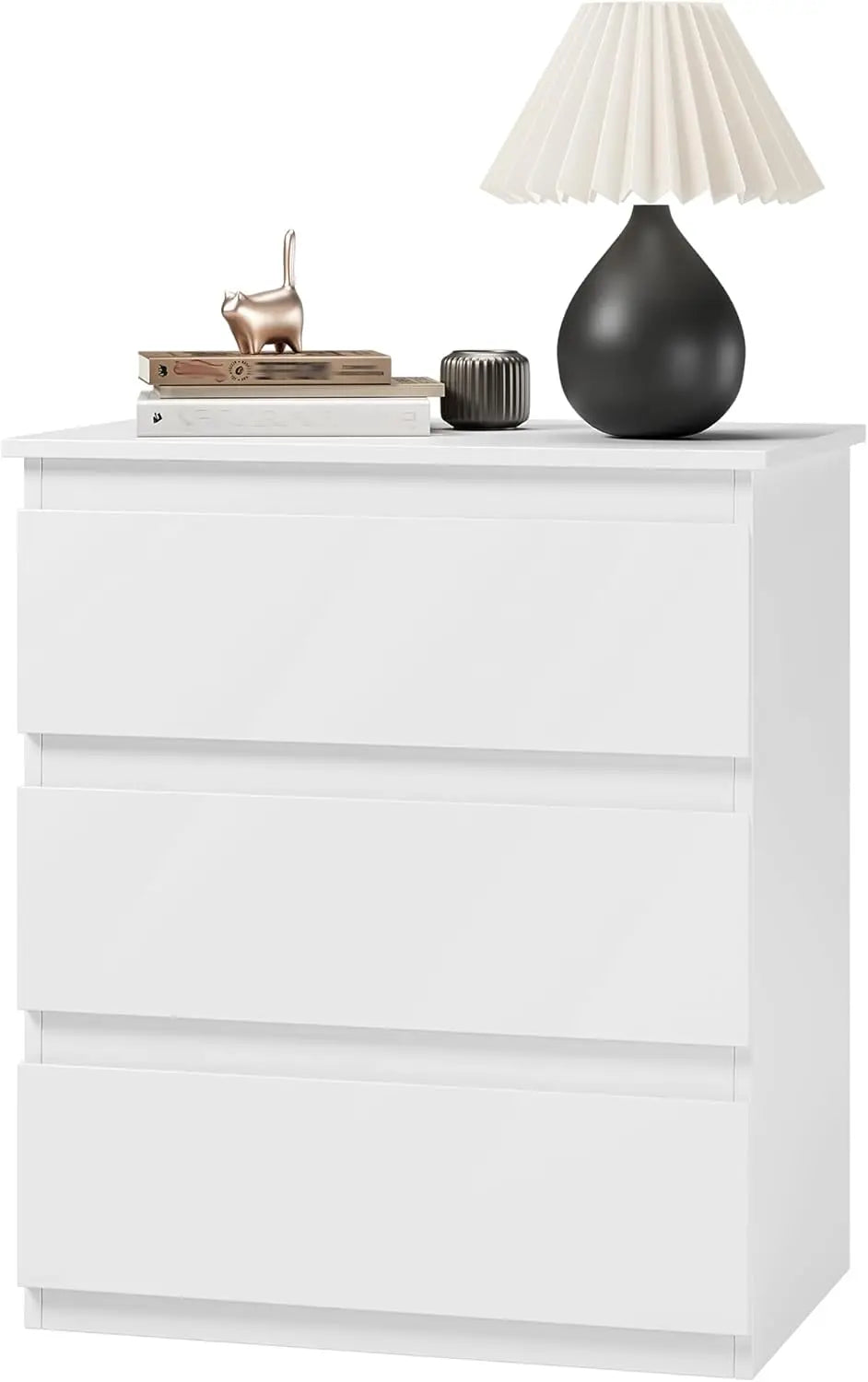 Black nightstand with 3 drawers beside table for bedroom small side storage cabinet drawer night stand fo - white