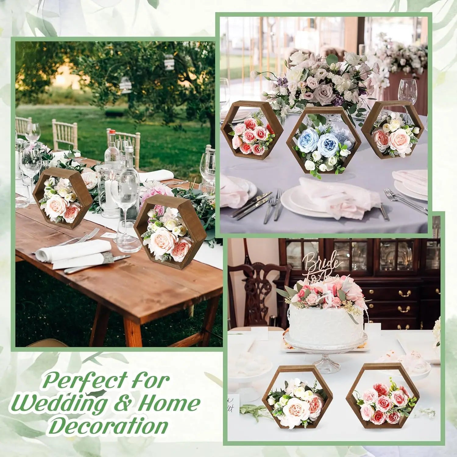 Christmas wooden hexagon frame candle holder wedding table centerpieces countryside style garland candlestick tung wood