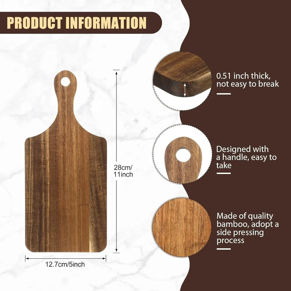 6 pcs cutting board bulk kitchen thicken chopping platter with handles wooden charcuterie serving trays blank wood