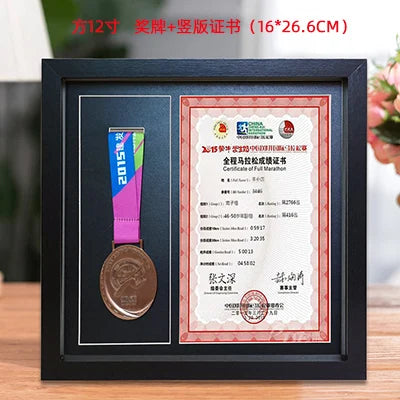 Wooden medal display frame marathon bae creative picture stand storage organizer modern simple sle rectangle - black