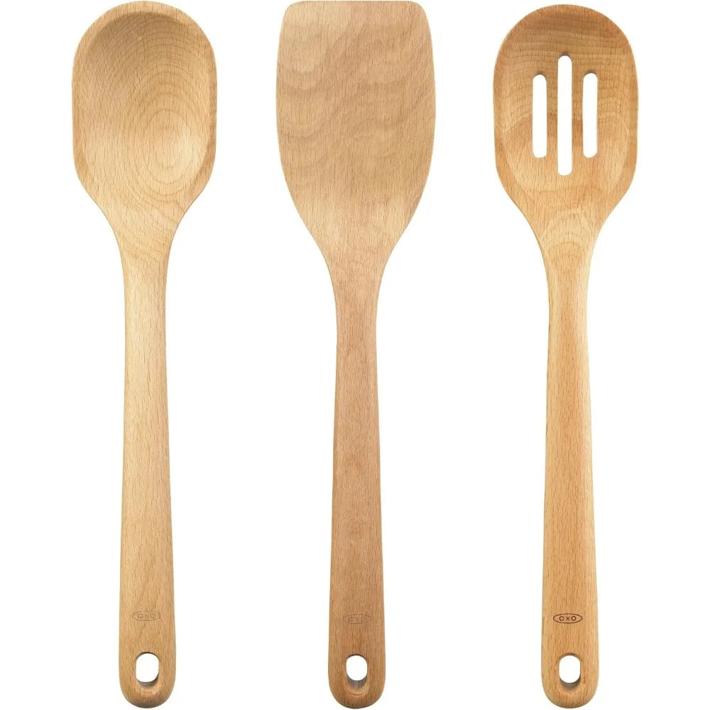 Good grips 3- piece wooden utensil set - united states / brown