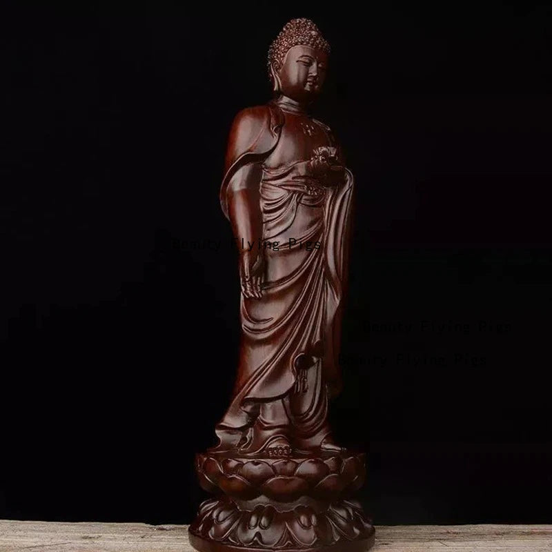 High 13/17/27cm wood carving the buddha figurine amitabha statue sculpture home decoration wooden craft art ornament