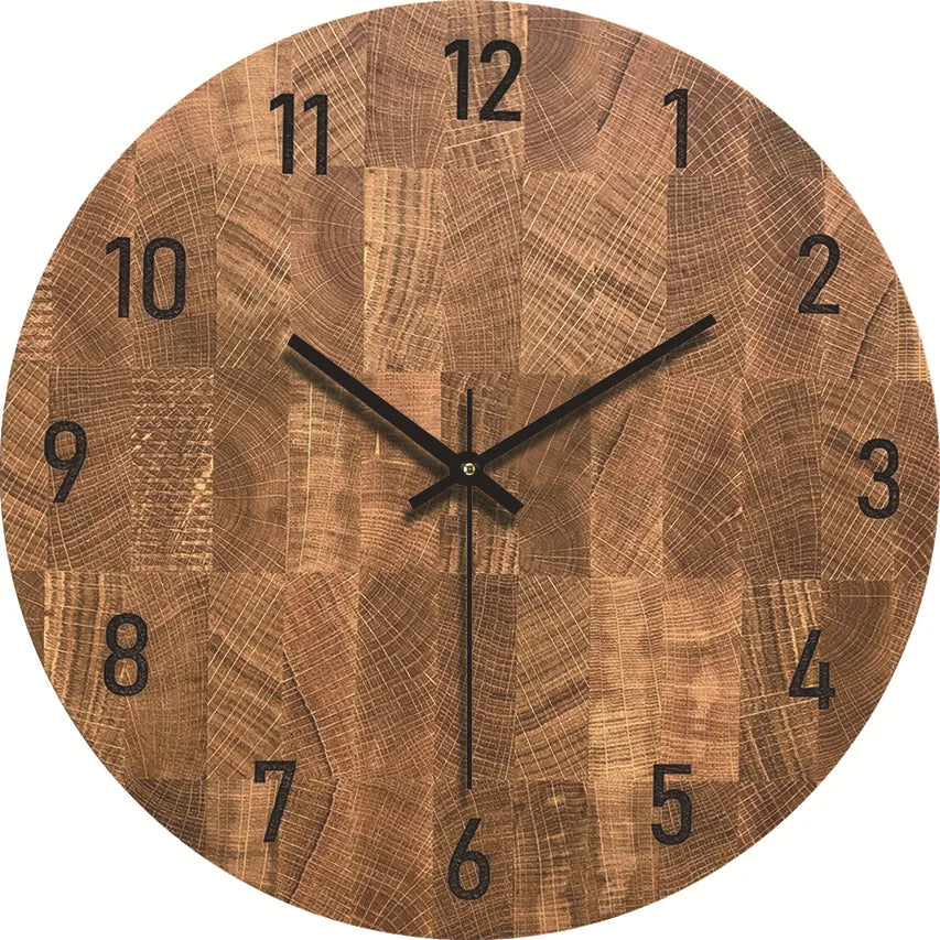 Wood grain wall clock transparent minimalist design hanging silent living room office art watch home decor hororloge
