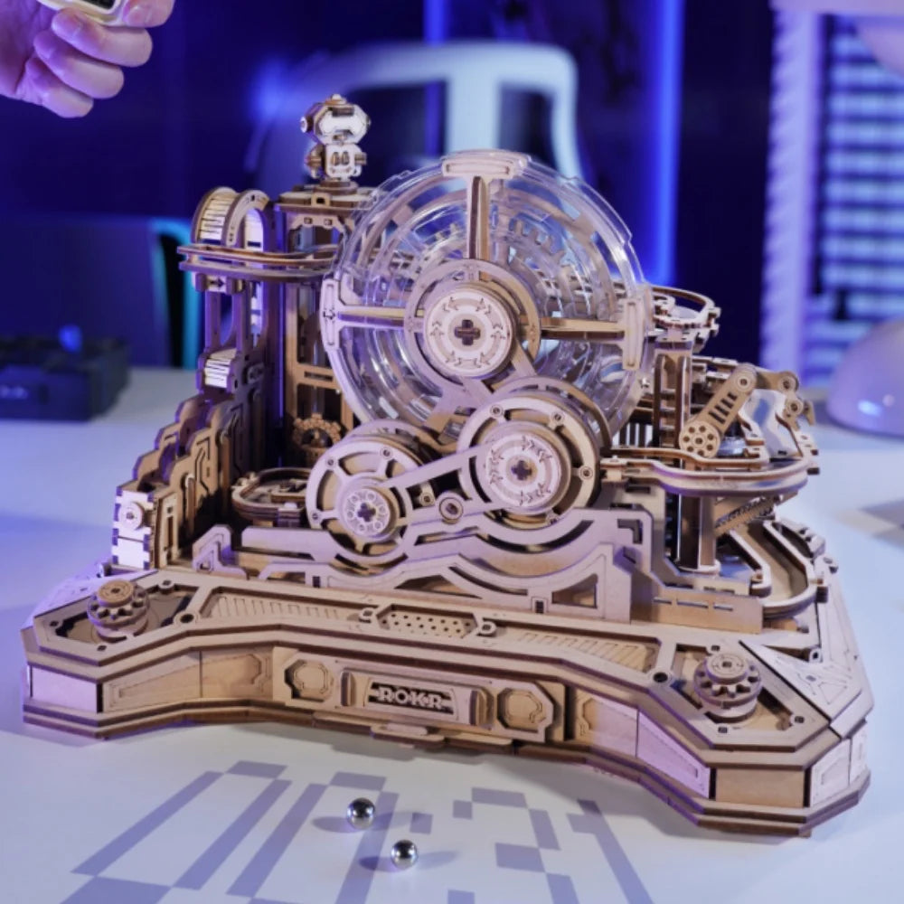 Robotime rokr pinball model gear ball challenge 3d wooden puzzle kits to build diy table game gift idea for men women