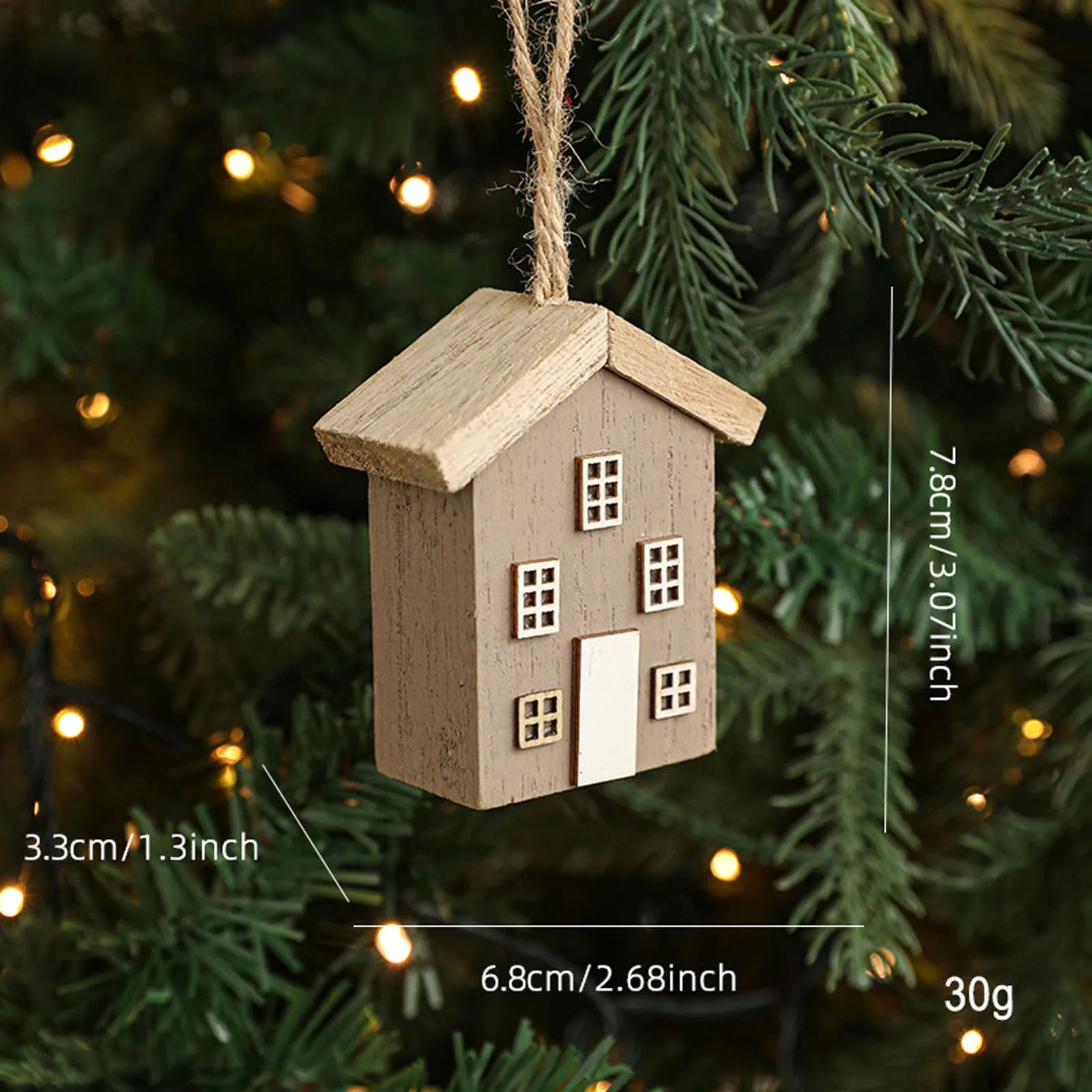 Solid wood christmas house small tree log creative layout decoration ornaments for holiday - c / one size / united