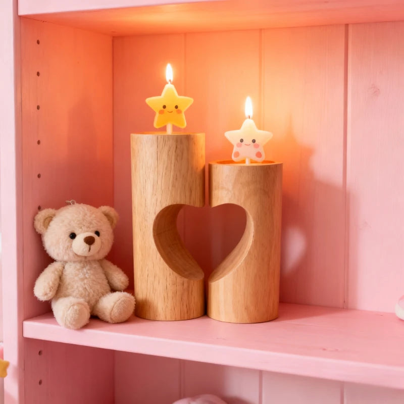 New heart-shaped candle holder creative romantic wooden party table ornament for valentine’s day christmas wedding