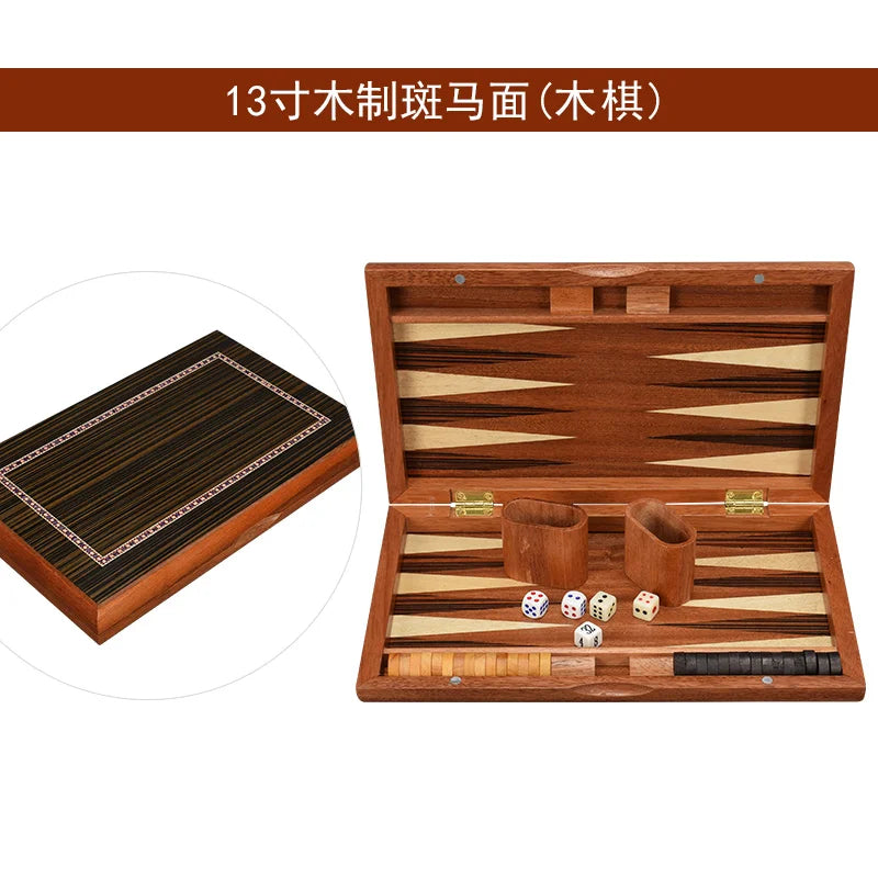 11-19 inch wooden backgammon luxury chess set foldable large board handmade professional family table game gift - 13