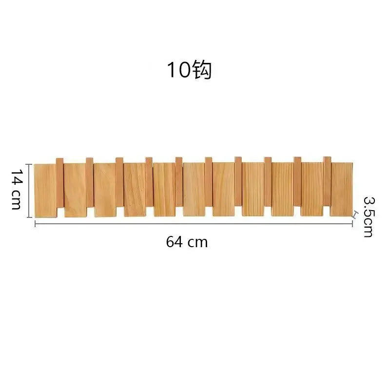 Wood coat rack wall mount hanger keys beech walnut door hook hat organizer porch entry home decor - pine-10 hooks