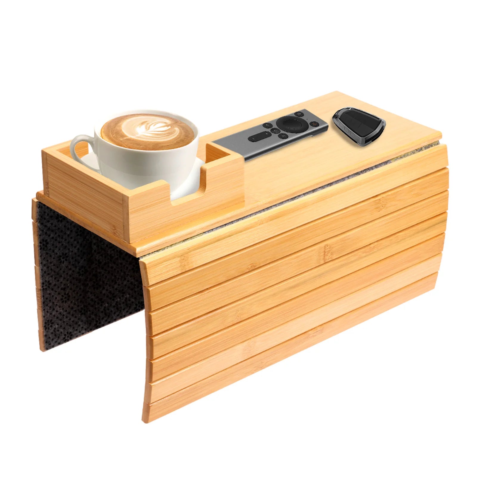 Couch cup holder bamboo wood sofa armrest tray foldable anti-slip arm side storage - f / china