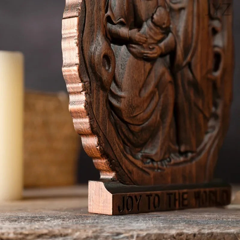 Church nativity natural wooden desktop ornaments baby jesus holy family statue home decor - religious (christian)