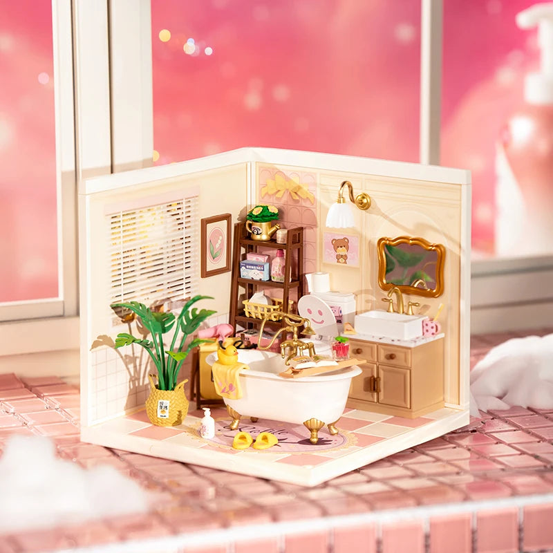 Robotime diy miniature dollhouse kit with accessories model supply store led to build decent birthday gift