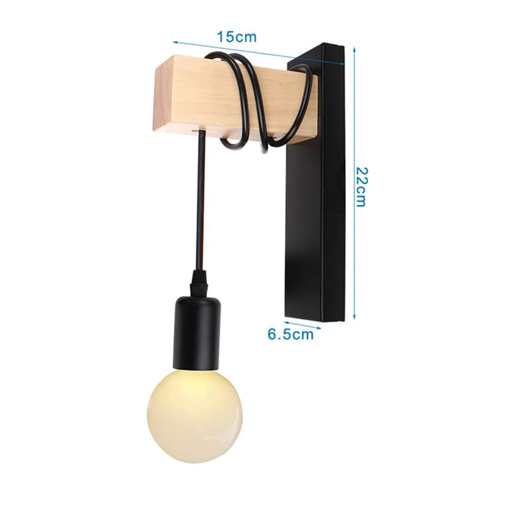 Nordic wood wall lights bedroom bedside lamp black creative modern e27 lamps suspension led home lighting sconce room