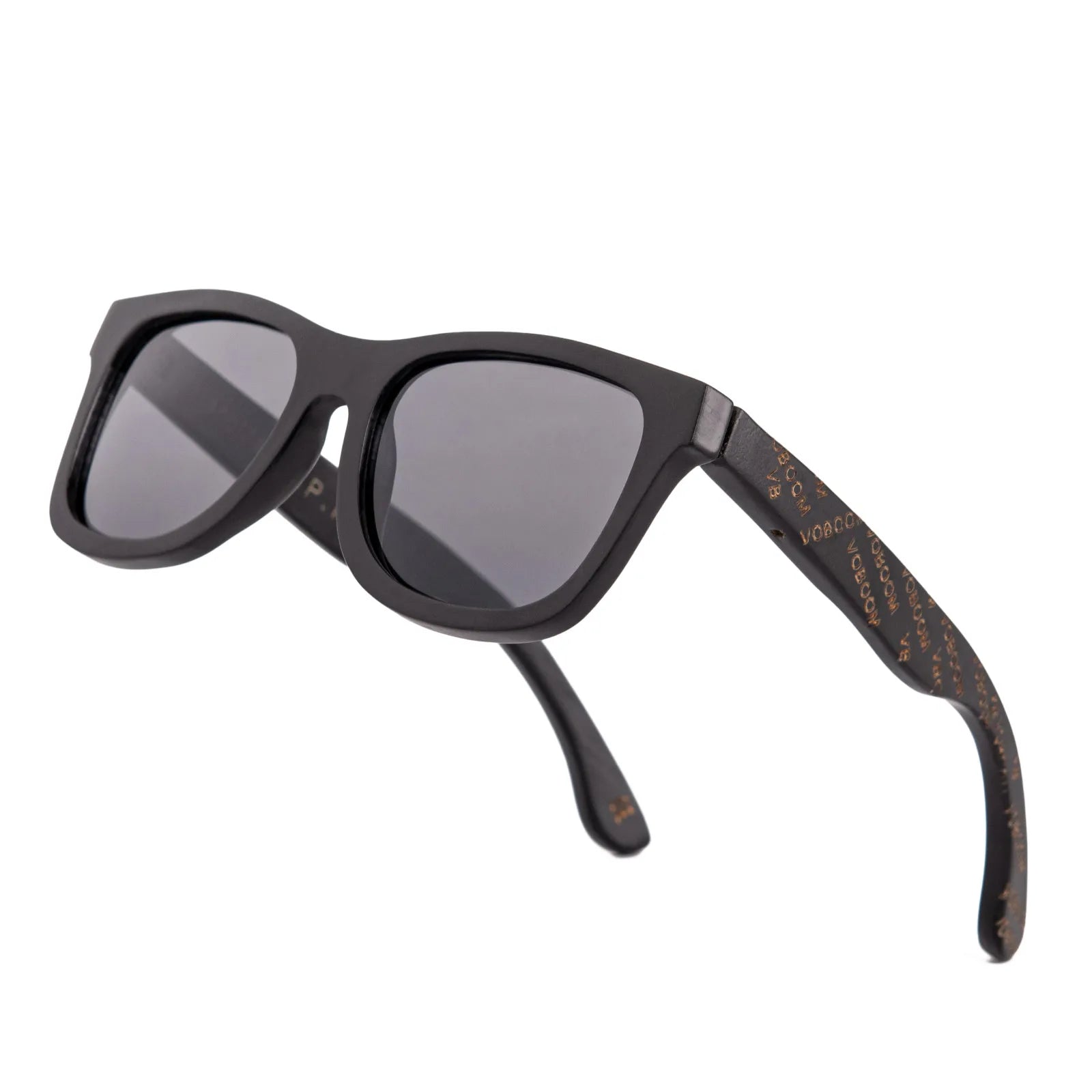 Voboom wooden sunglasses men black frame engraving letter handmade polarized lenses eyewear vv - gray style1