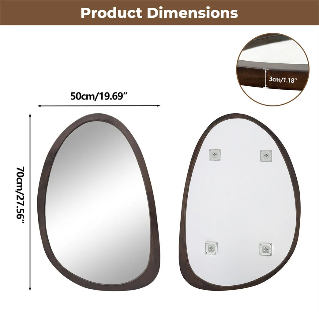 Wall mirror decorative irregular industrial with black walnut wood frame for living room bedroom bathroom entryway