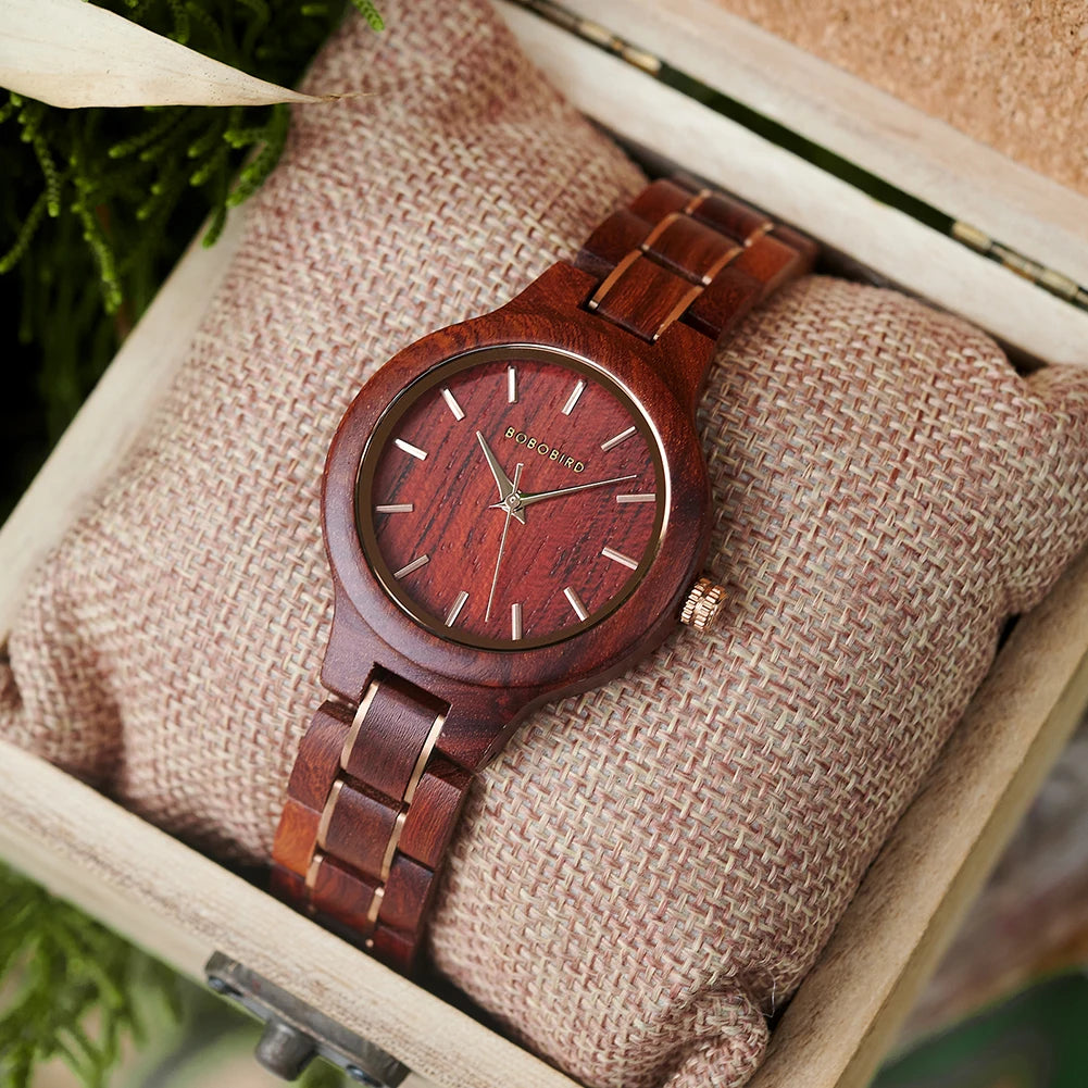Bobo bird women’s wooden watch zebrawood walnut red sandalwood minimalist design handmade gift with box dropshipping