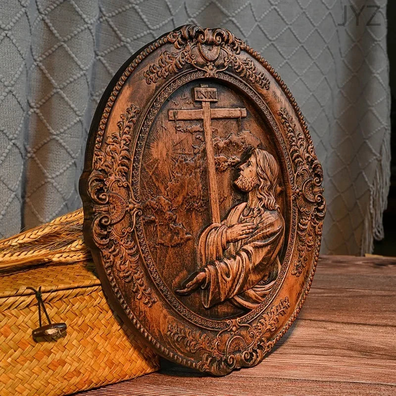 High quality solid wood carving jesus hill garden prayer religious statue home decoration - (christian)