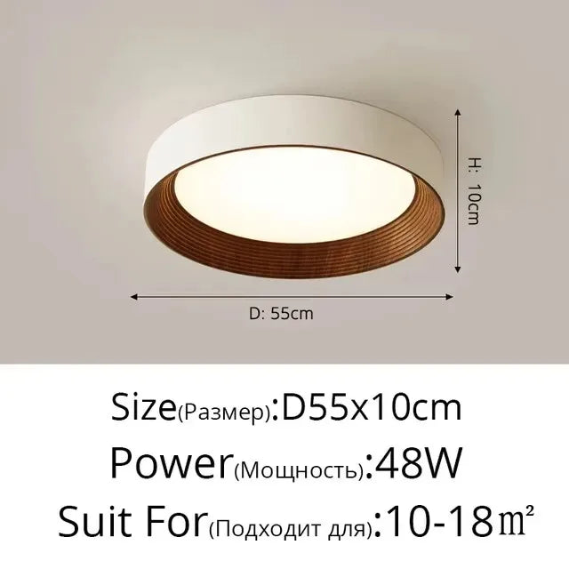 Nordic creative wood grain ceiling lamp minimalist round led chandelier living room balcony bedroom hotel decor