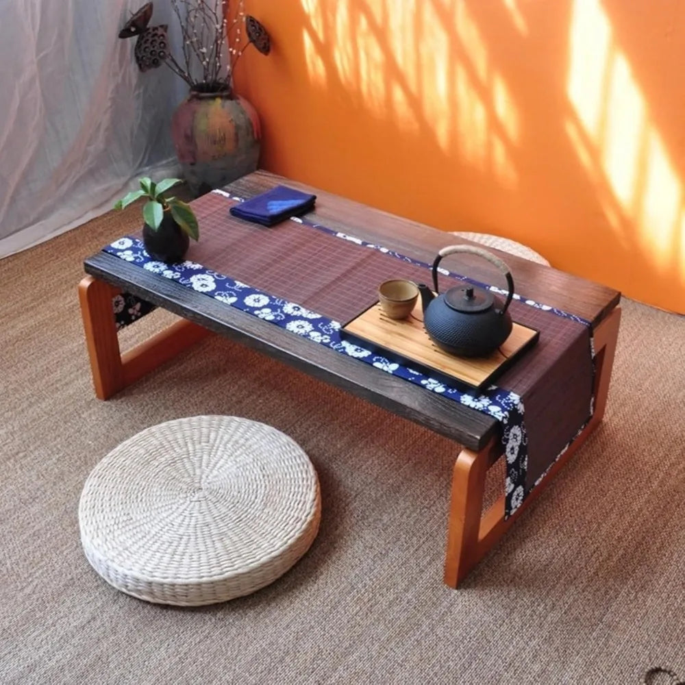 Foldable coffee table portable low picnic wooden folding tea/snack breakfast serving camping floor - united states