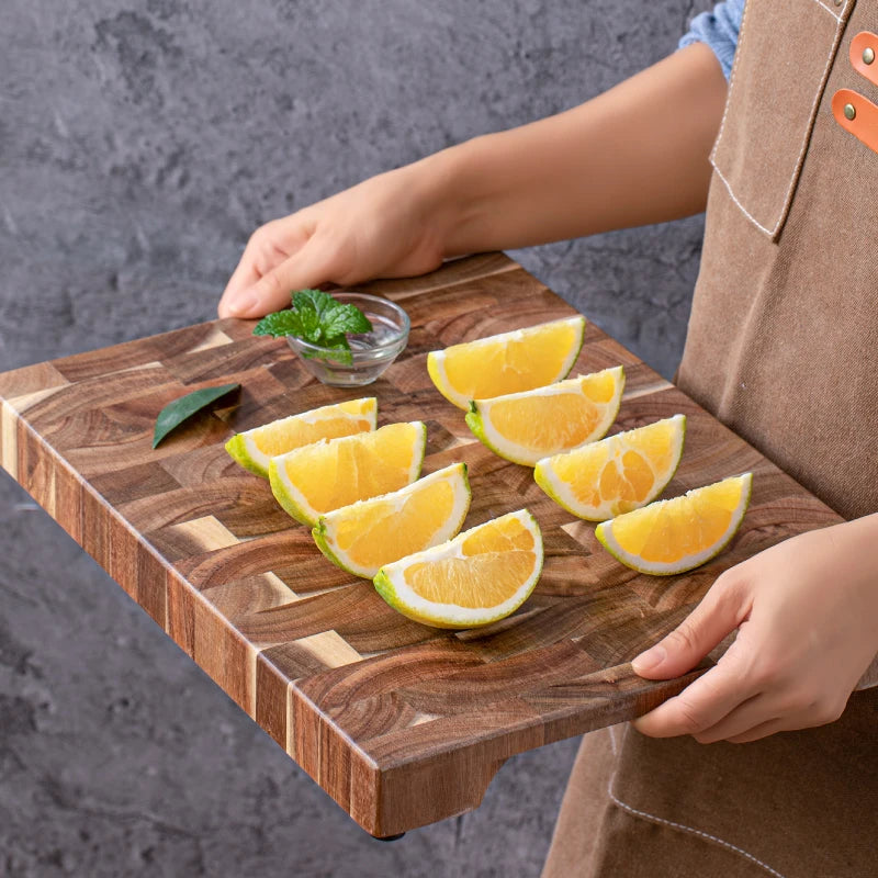 High quality nature acacia wood seamless stitching end grain kitchen food chopping wooden cutting board - s 36x24x3cm