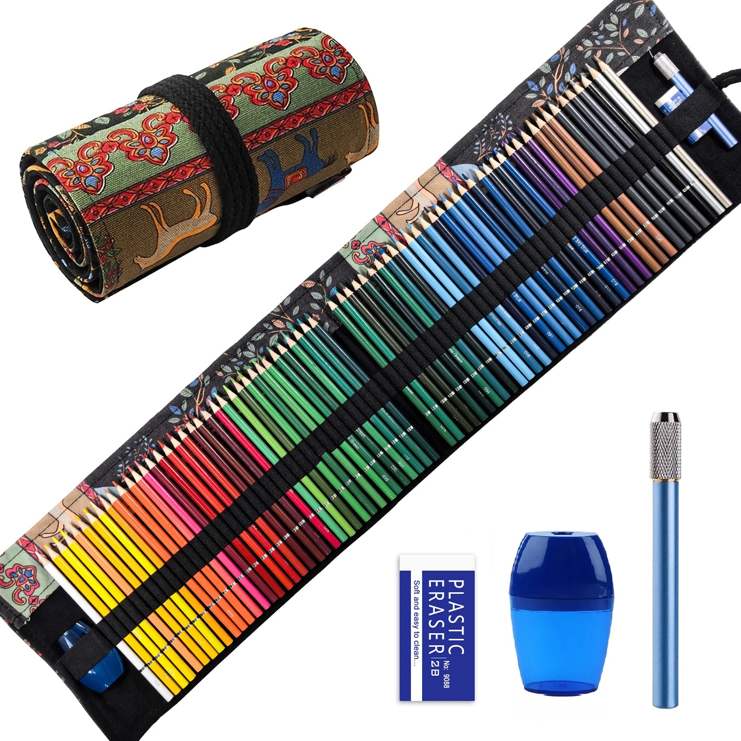 36/38/50/72colored pencils for adults coloring book premium artist pencil set handmade canvas wrap,extra accessories