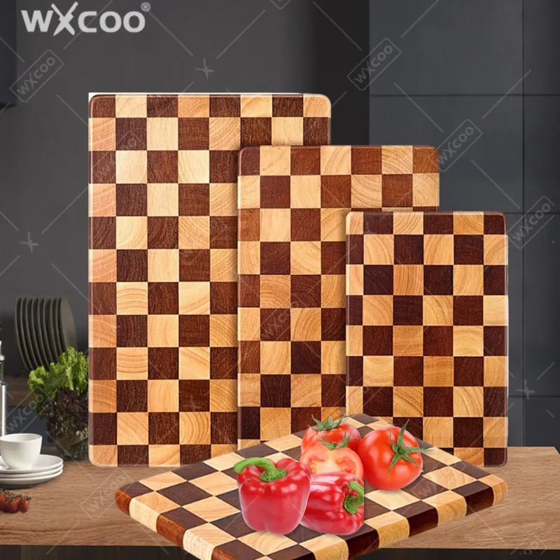 Wxcoo wood cutting board splicing checkerboard boards for kitchen counter cut fruit vegetable chopping gadget