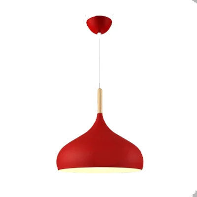 Nordic colored chandelier wooden pendant light bedroom living room led lamp single head aluminum children lighting