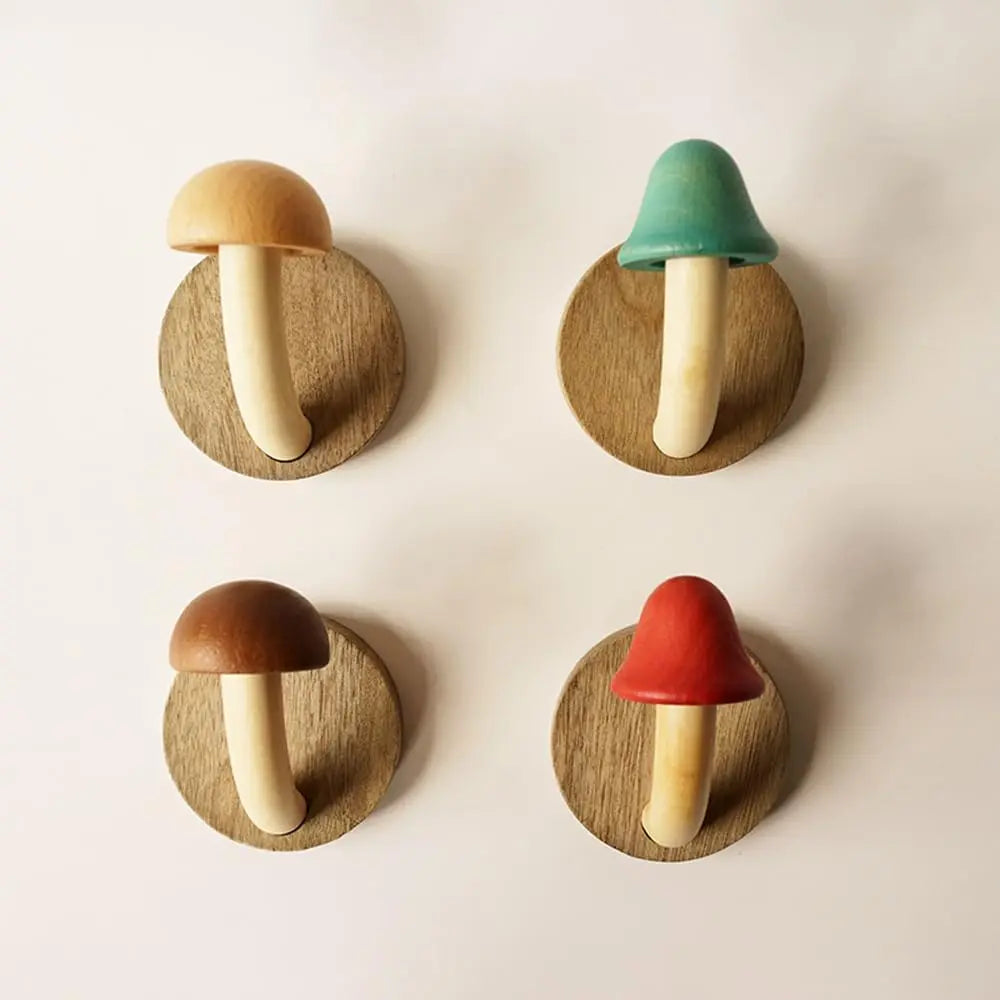 wooden-mushroom-coat-hooks-wall-mounted-towel-hanger-solid-wood-colorful-set-of-hooks-with-screws-4-hooks-8-screws