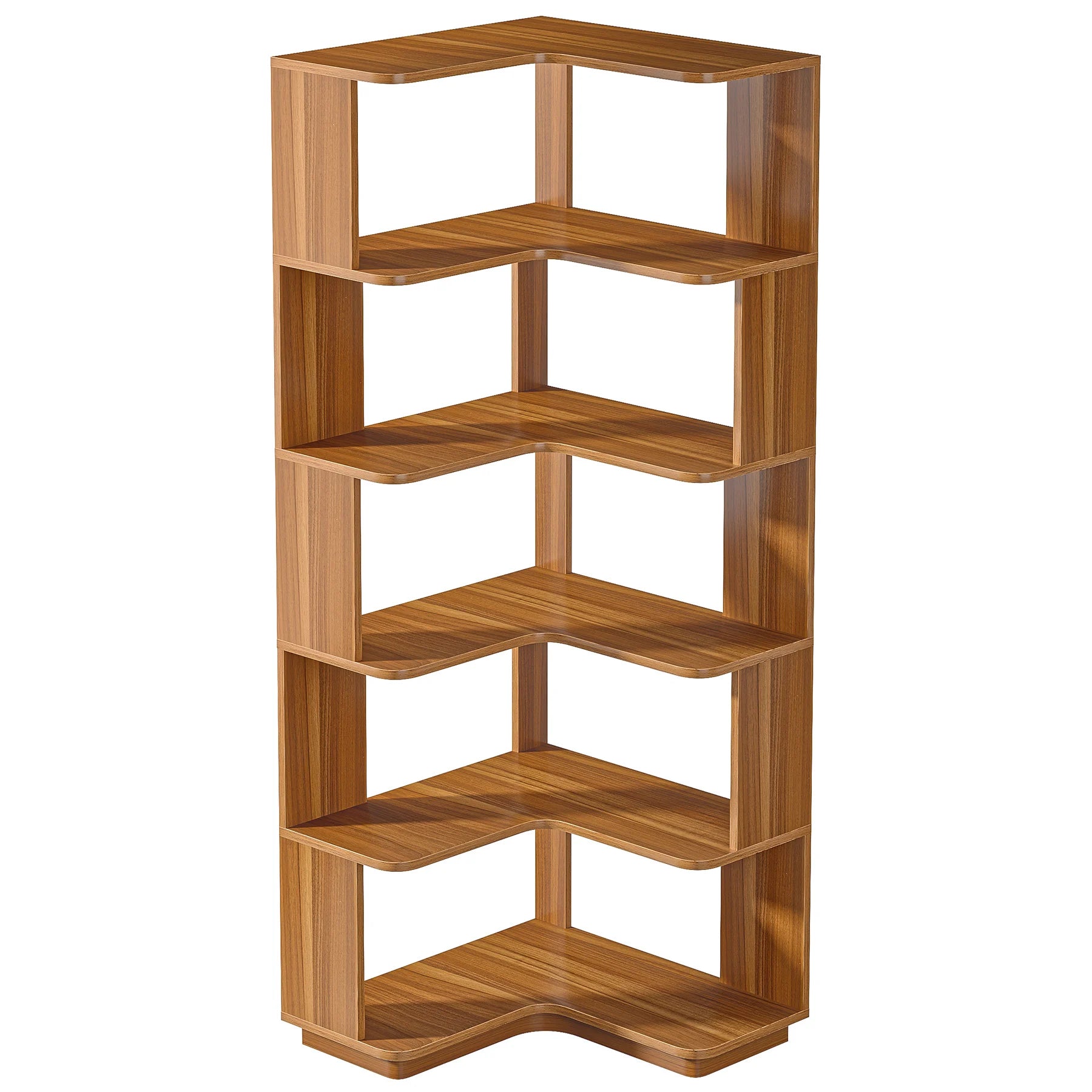 Tribesigns 6 tier corner bookshelf 64.96 inch tall industrial bookcase with anti-drop panel,wood grain shelf - yellow