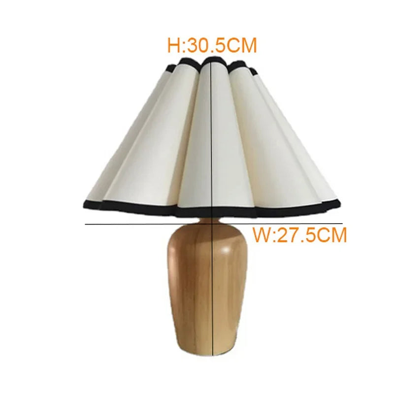 E27 usb retro wooden table lamp simple japan style fabric desk w/ 4w bulb for living room atmosphere bedroom bedside