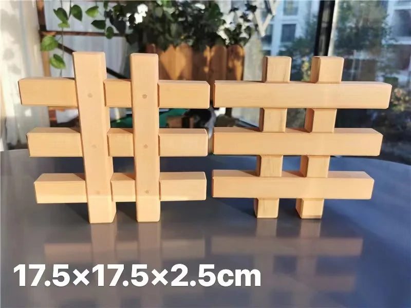 Kids large buidling wood toys x-shapes grids step gables stacking see through diy creative play - grids 2 - game