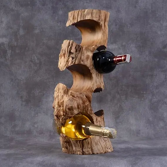 Wooden wine rack – unique bottle made from natural wood freestanding for floor or countertop deco - united states