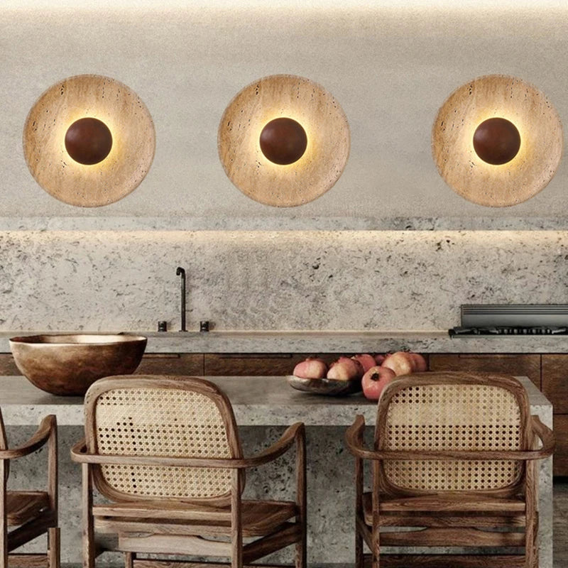 Mdoern natural stone wall light sconce dark wood 25cm 110-220v atmosphere lamp for foyer dining room bedroom stairs