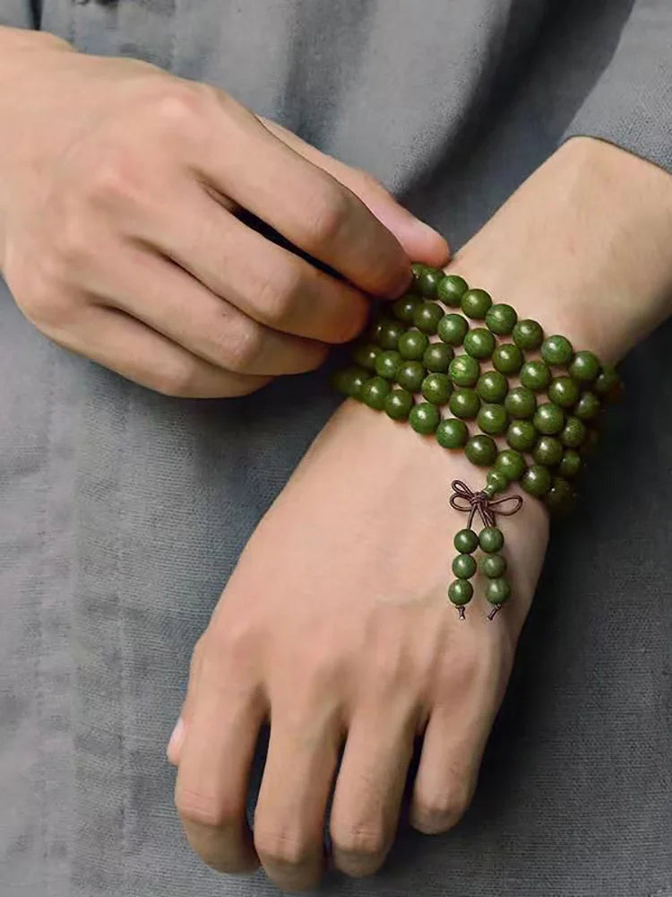 Green sandalwood bracelet argentina natural wood fragrance lasting hand-held twisted beads male and female couple hand