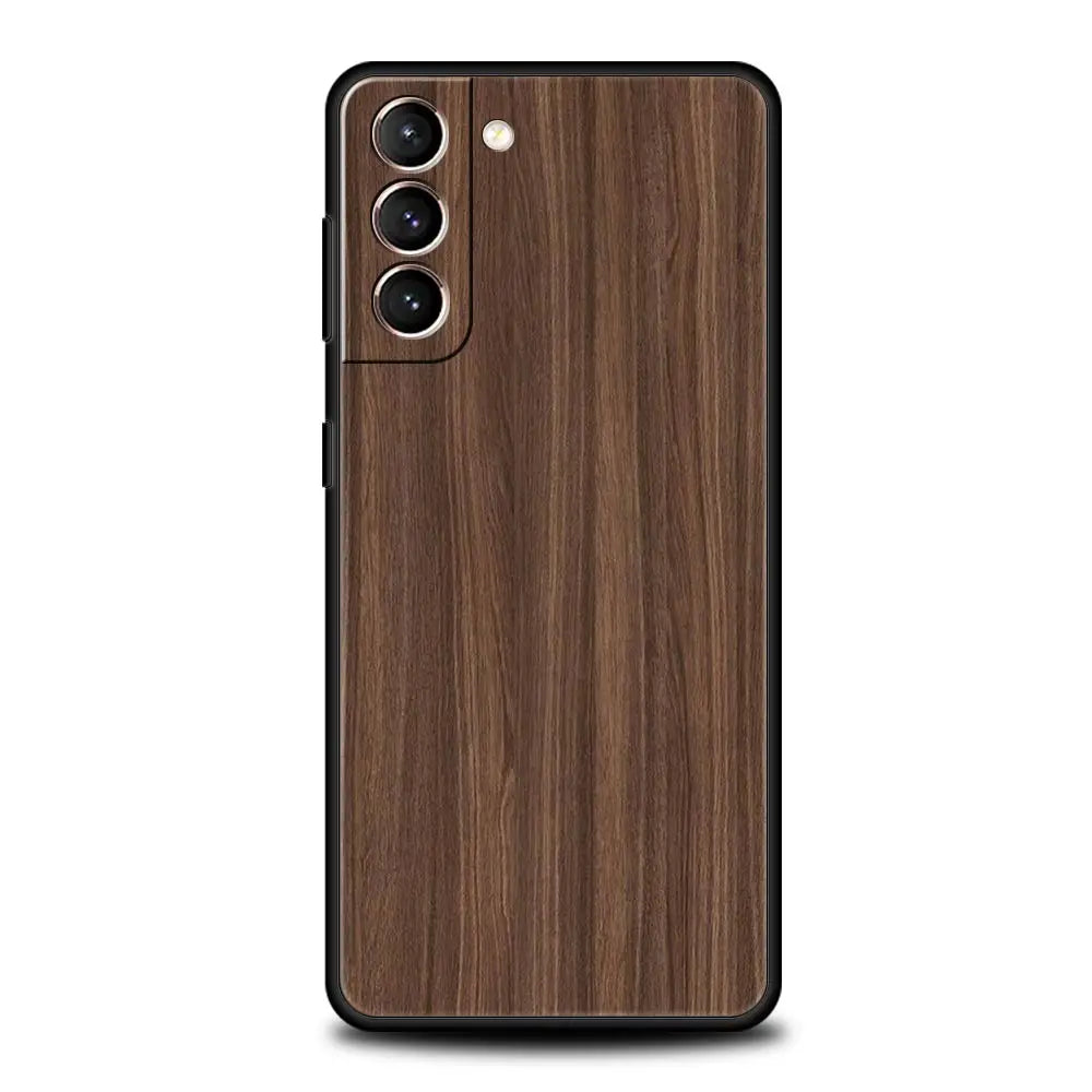 Carved wood case for samsung galaxy s22 s21 s20 ultra fe 5g s24 s9 s10 plus s23 s10e silicone phone cover shell black