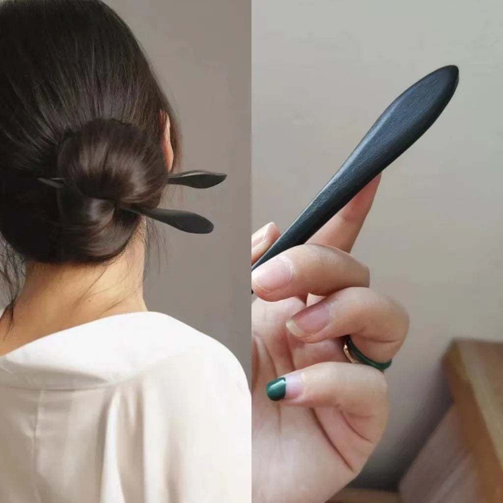 Vintage wooden hair clip black easy to twist hairpin ethnic clothing hanfu accessories girl - 22