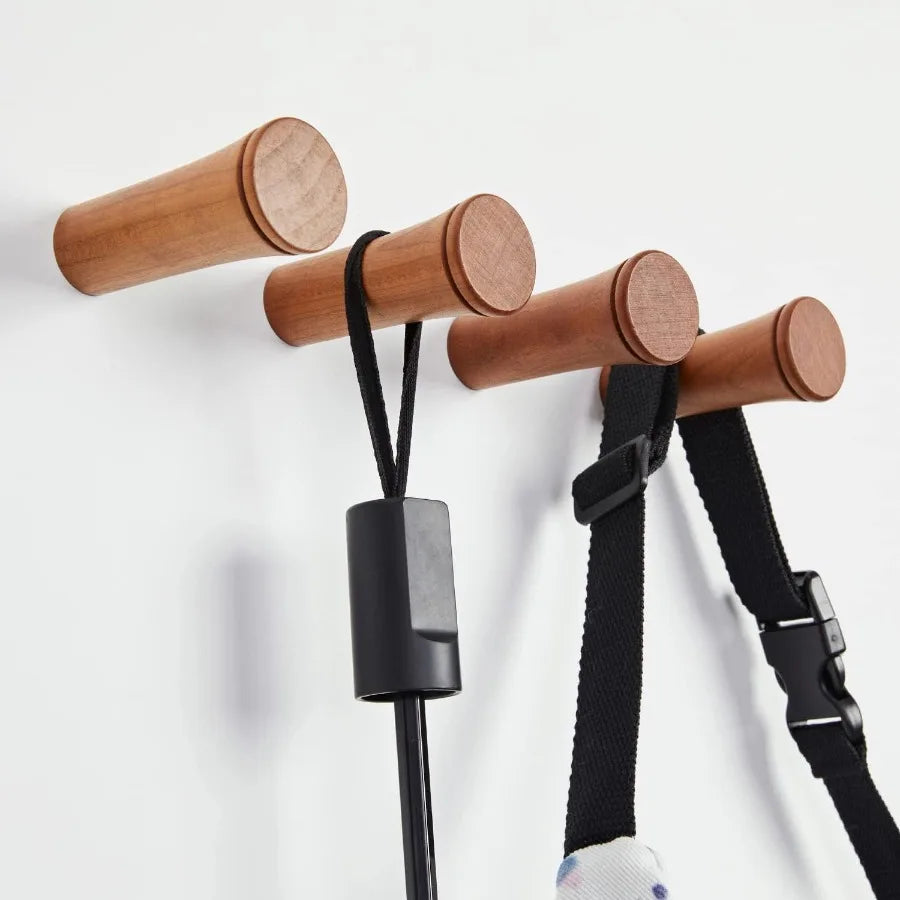 Wood wall hooks hat rack wooden coat mounted decorative single organizer hanger towel cherry2ih 6pack - united states