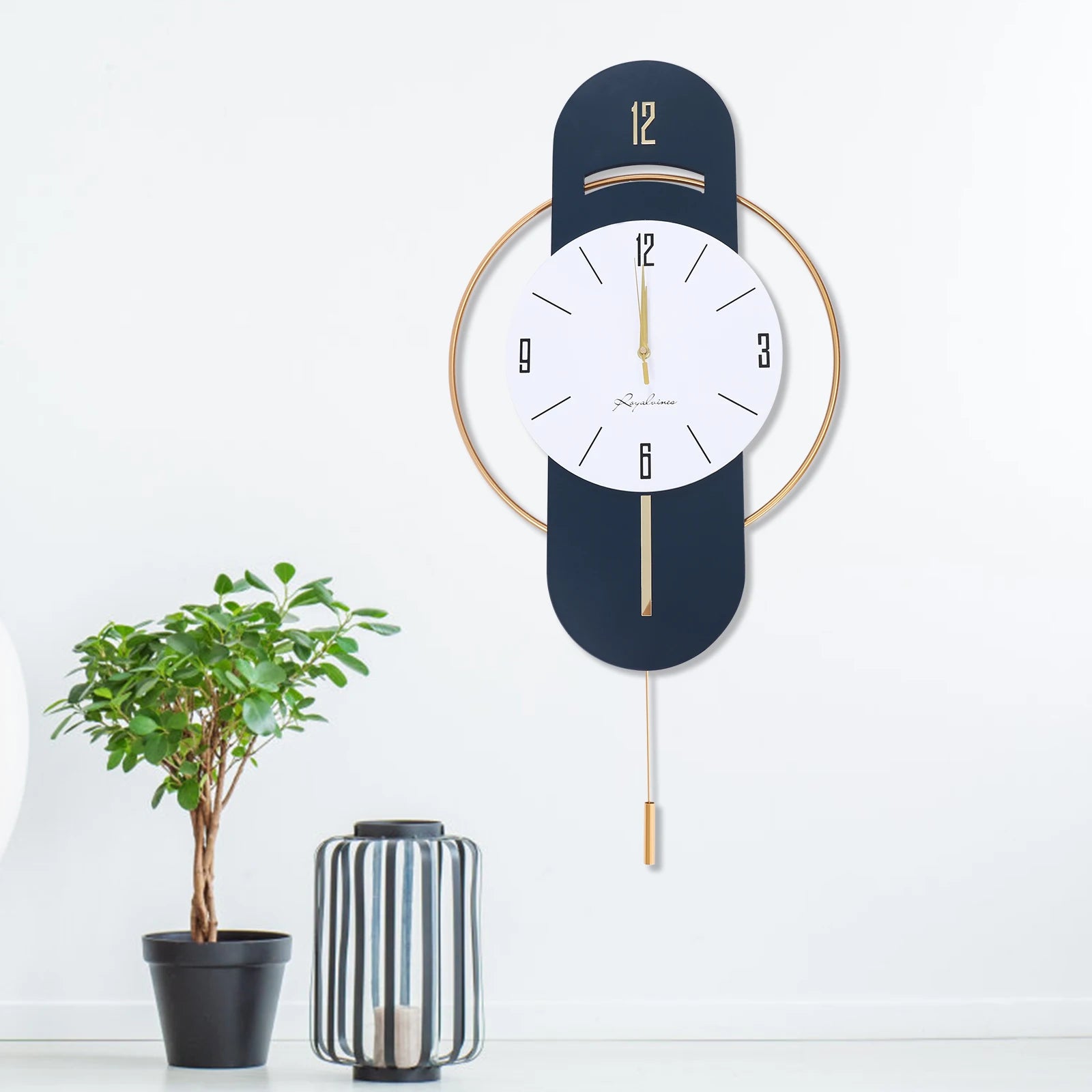 Battery operated wall clock modern extra big 42x84cm clocks for living room silent non-ticking decorative - united