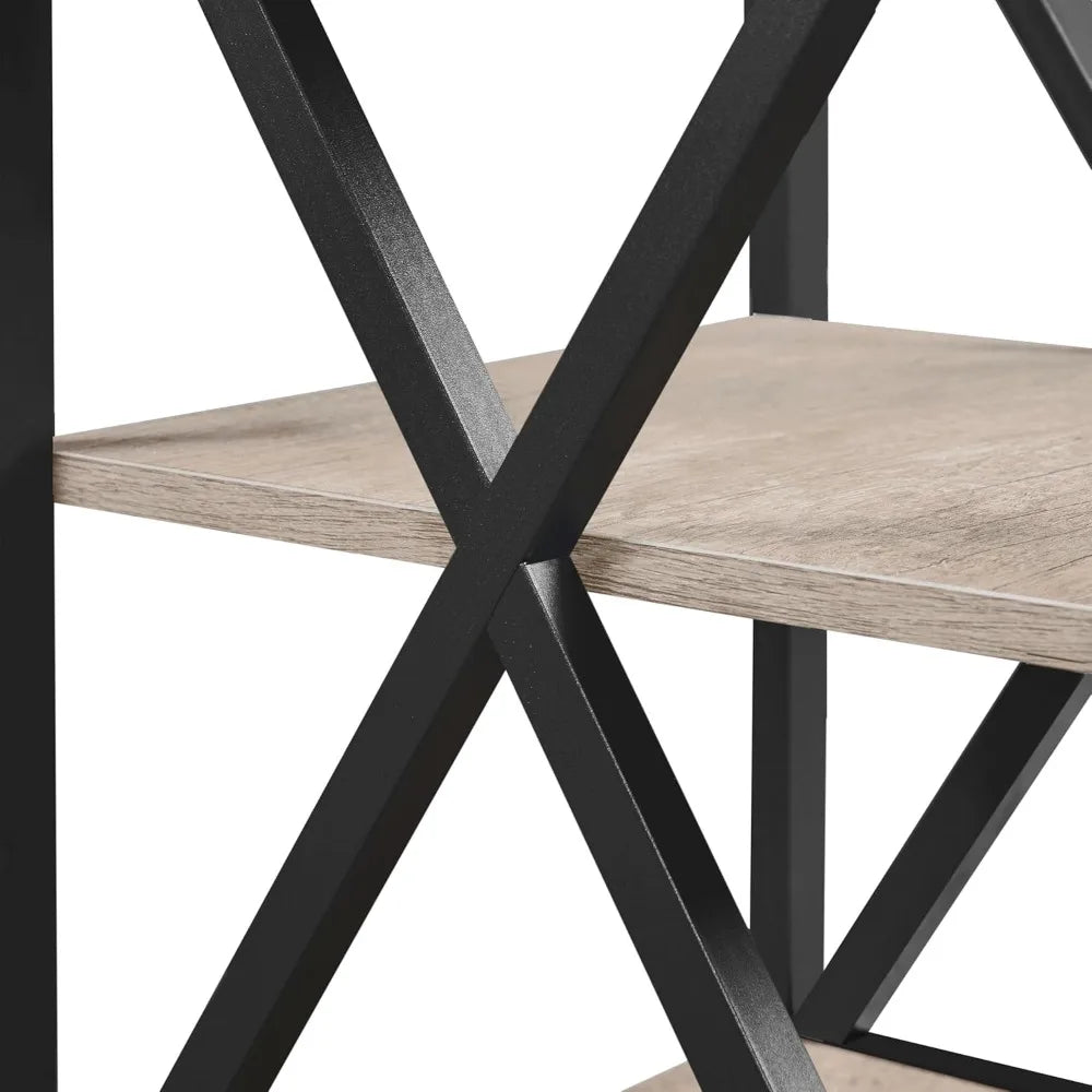 ’set of 2 industrial style 3-tier metal end tables with storage shelves for living room’ - united states / grey