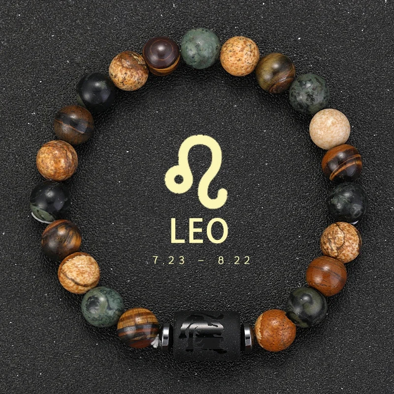 12 zodiac bracelets natural stone cancer virgo leo libra bracelet couples friendship gifts jewelry pulsera hombre