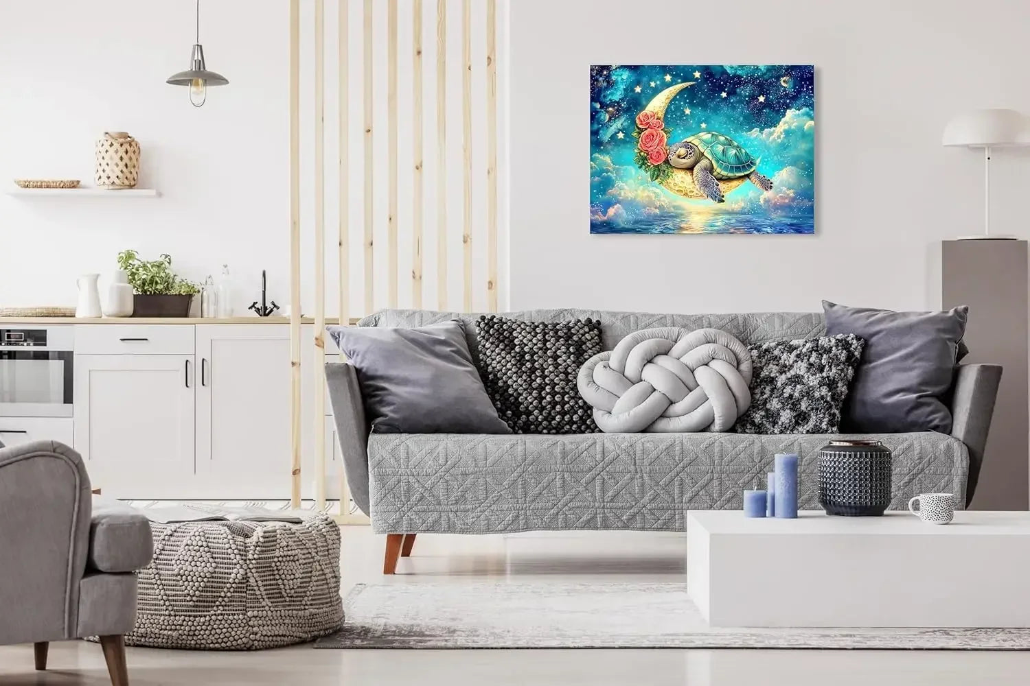 Wooden jigsaw puzzle 300/500/1000 pcs unique design cute sea turtle sleeping on the crescent moon challenging fun