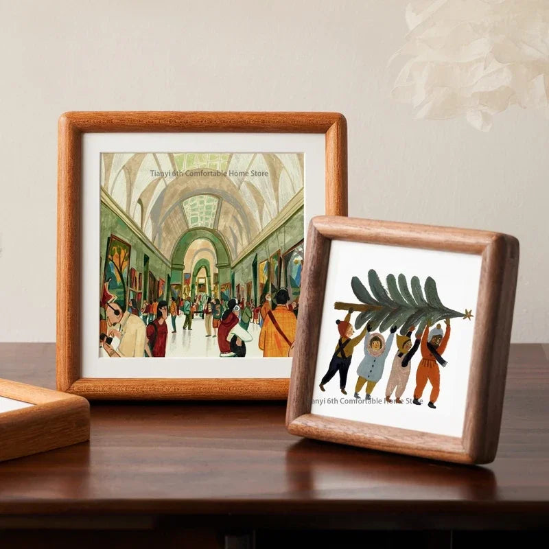 Solid wood picture frame square originality living room desktop bedroom display stand home decor cadre photo fypf