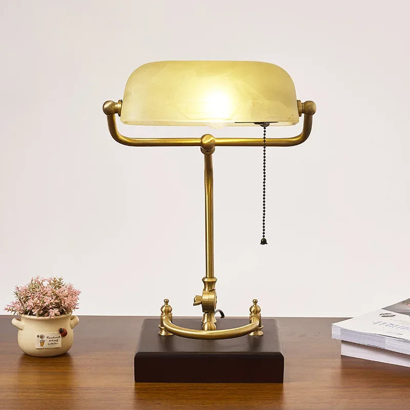 Classical retro vintage metal wood bank table lamp led e27 green lampshade art decor home bedroom bedside study reading