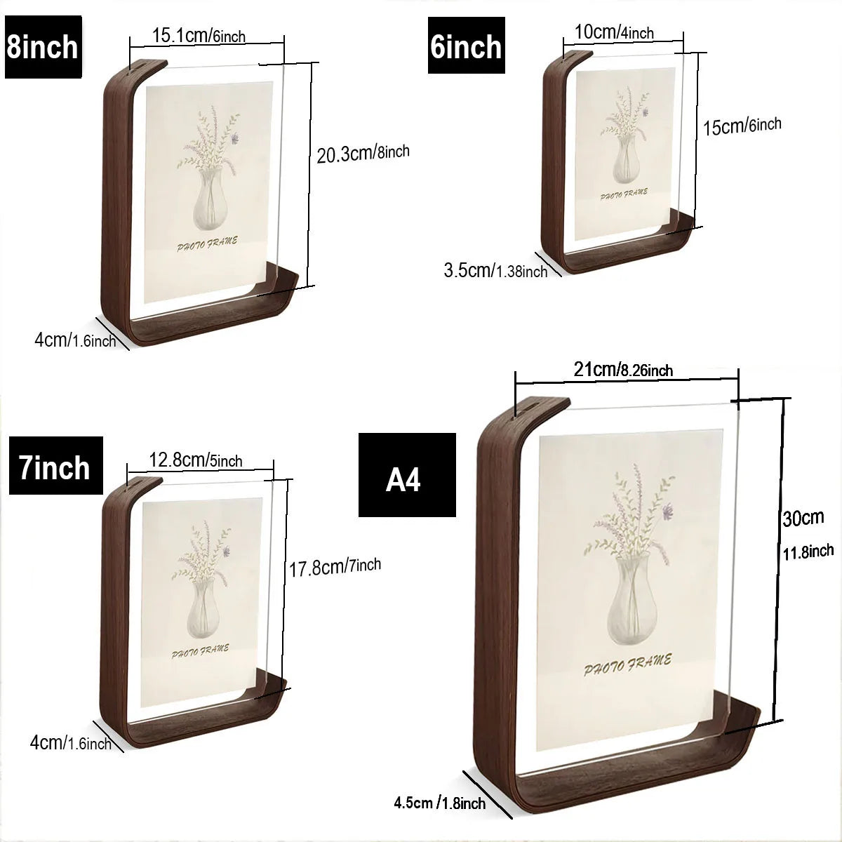 Wooden picture frame swing table diy transparent herbarium display acrylic double sided personalized photo box home
