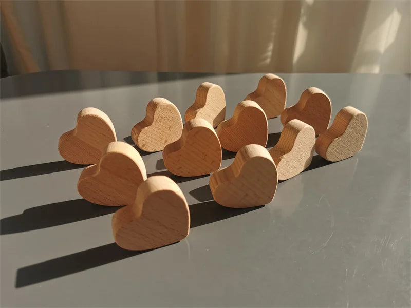 Rainbow wooden stacking star heart blocks pastel nordic beech moon clound open-ended play - nature heart 12 - game