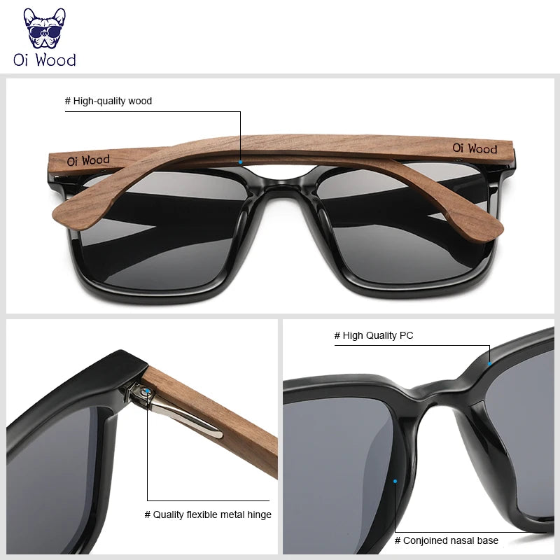Oi wood men women square sunglasses wooden eyeglasses polarized blue lenses mens glasses luxury eyewear