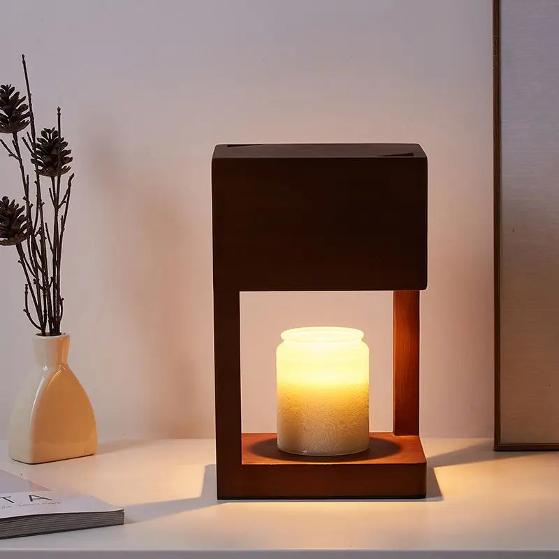 South korean solid wood lamp body electric candle warmer wax melt lamps scented candles for desk table bedroom night