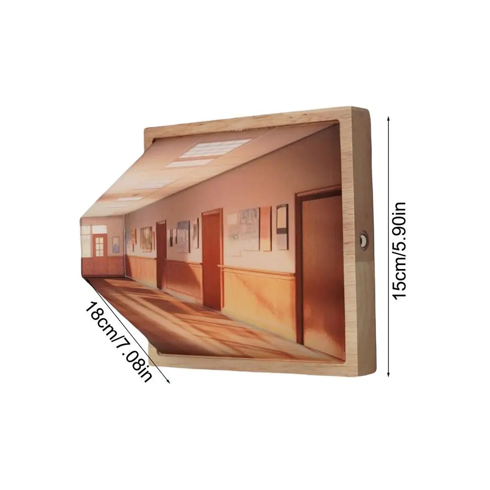 Creative 3d naked eye vision wall decoration wooden non perforated mounted bedside atmosphere unique home gift - usb