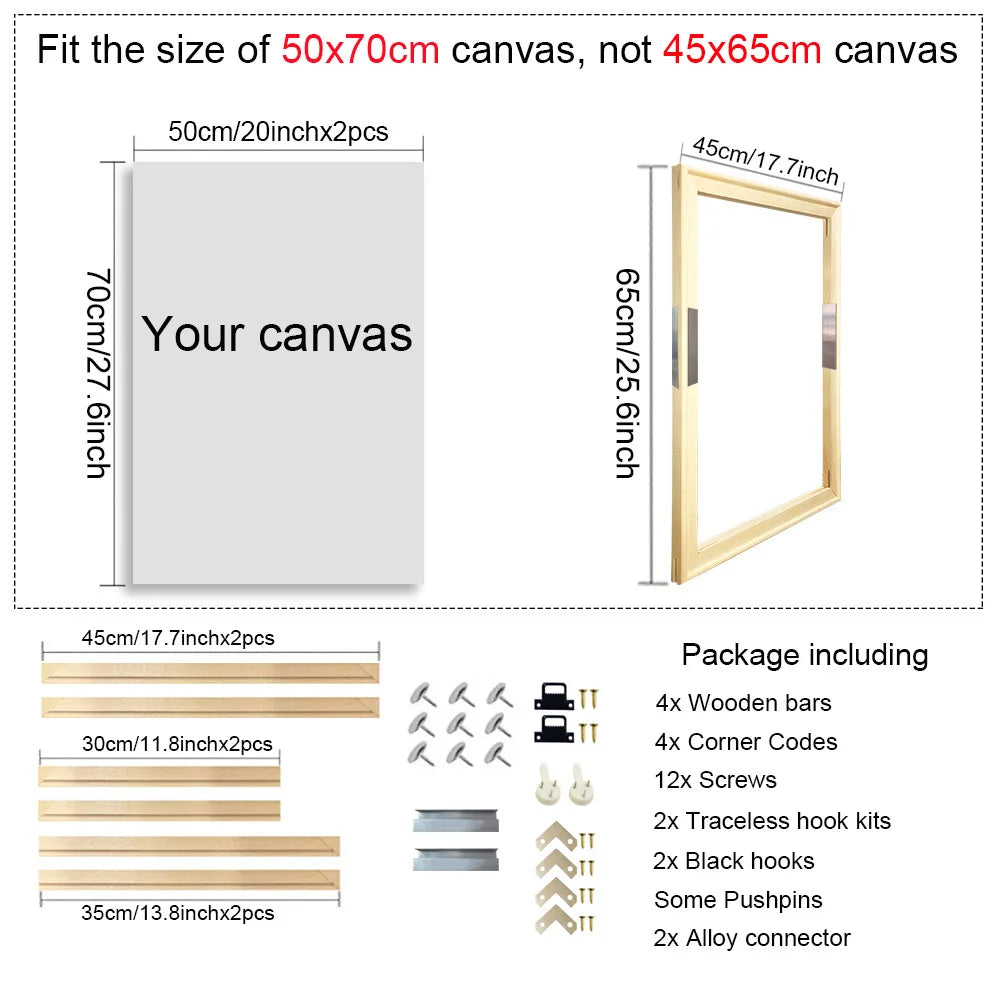 40x60 50x70 60x90 60x120 diy wood frame kit for canvas oil painting bars diamond wall art - 45x65cm