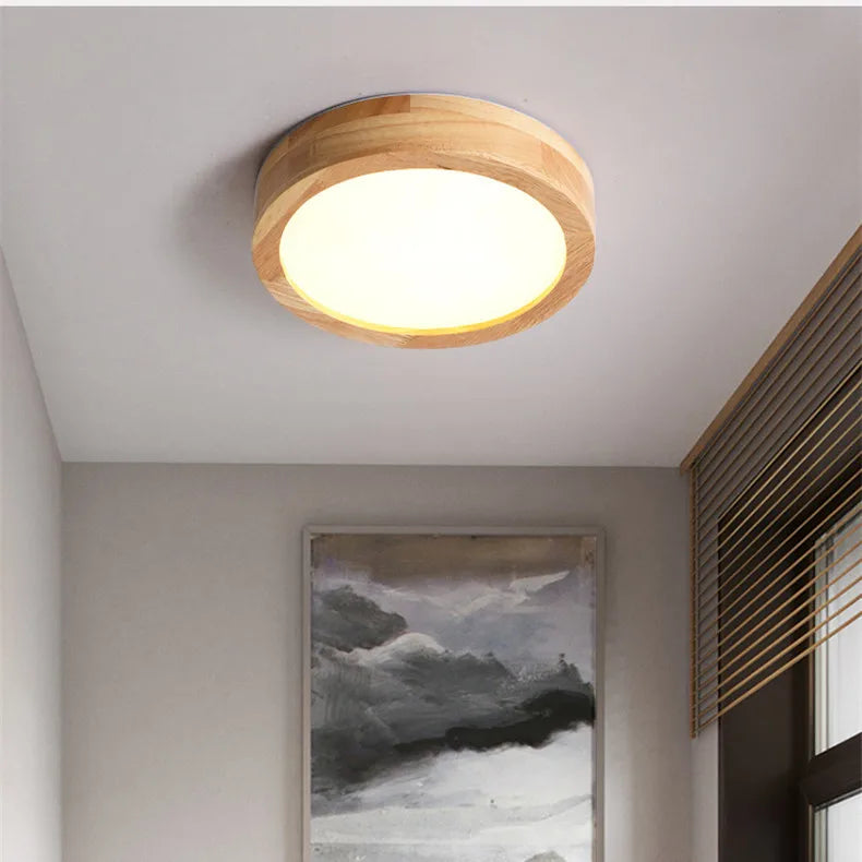 Nordic solid wood circular ceiling lamp aisle entrance hall bedroom hallway bathroom living room decoration led